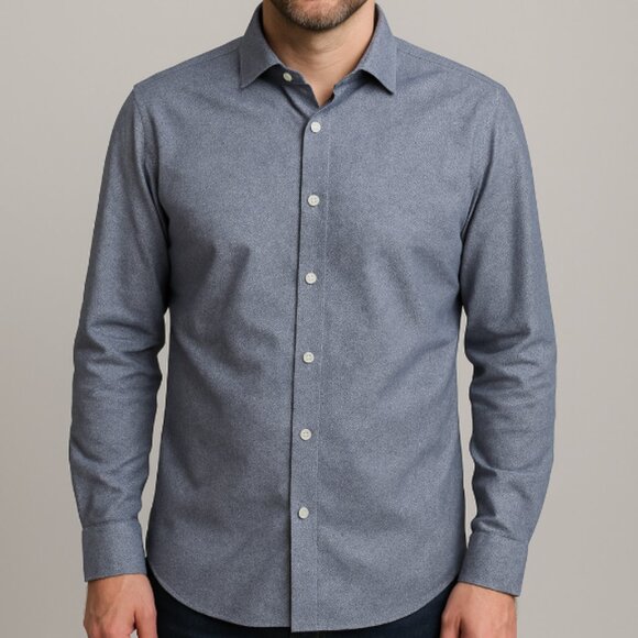 Kenneth Cole Blue Patterned Slim Fit Button Down Shirt 16 32 / 33 - Picture 1 of 10